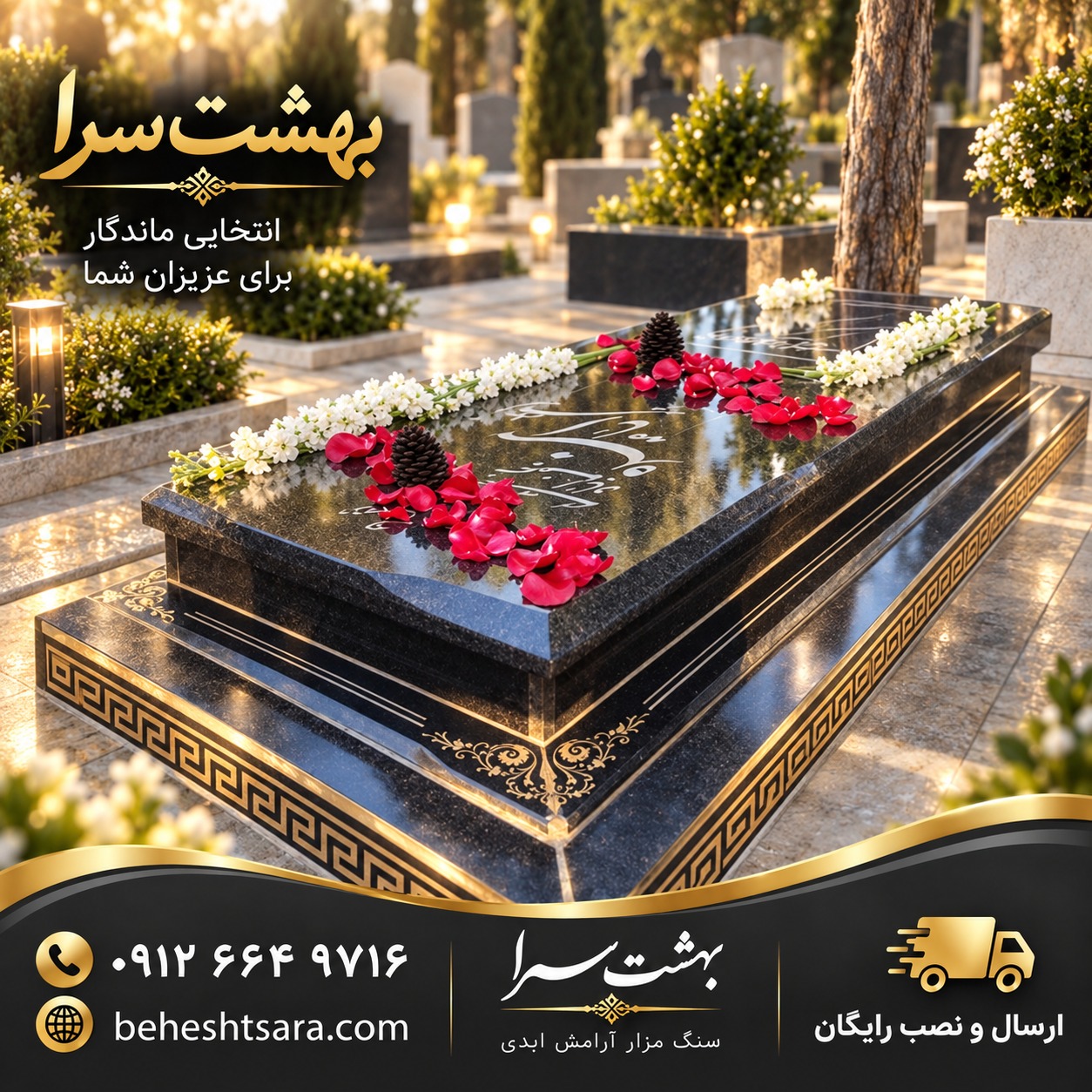 سنگ قبر مشکی کد 500